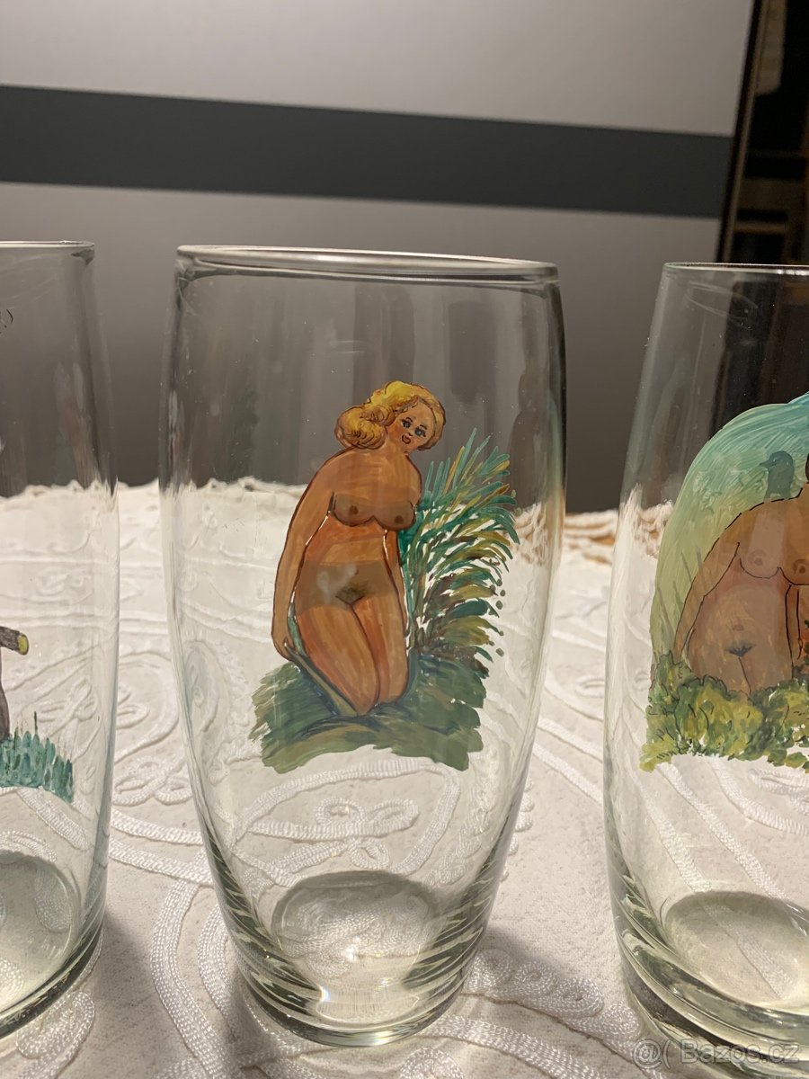 raritní pivní sklenice - ručně malované - 8