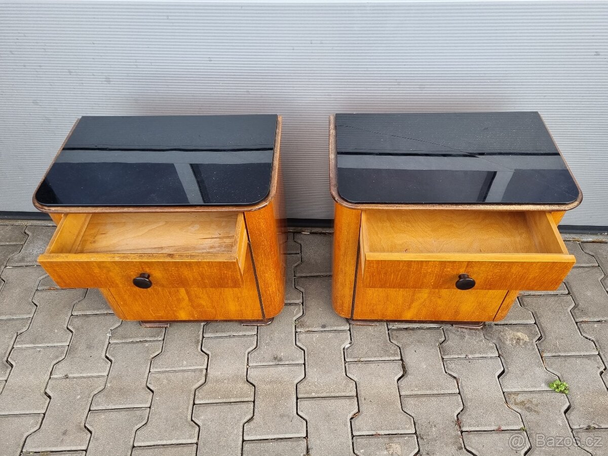 Retro noční stolky s opaxitovým sklem - 8