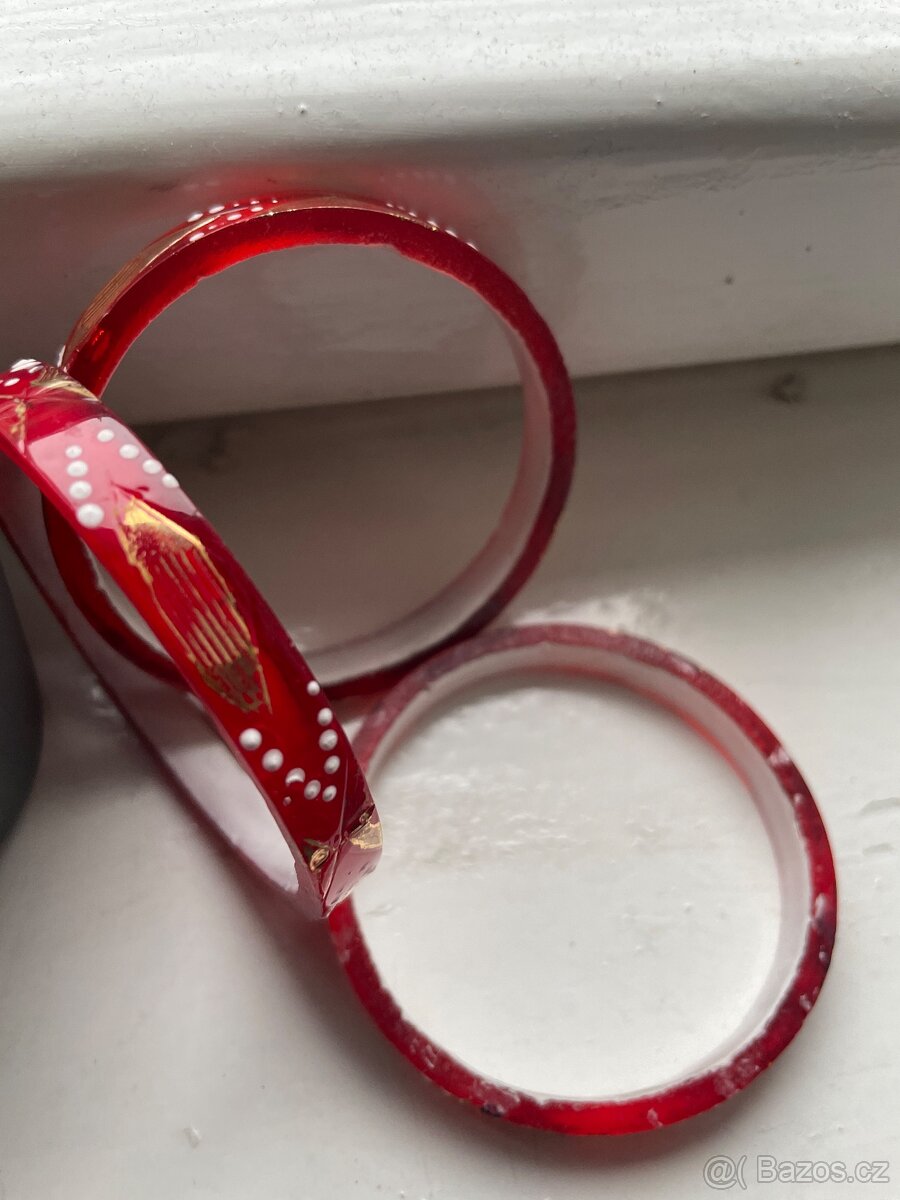 Starožitné bangle - skleněné jablonecké kroužky - 8