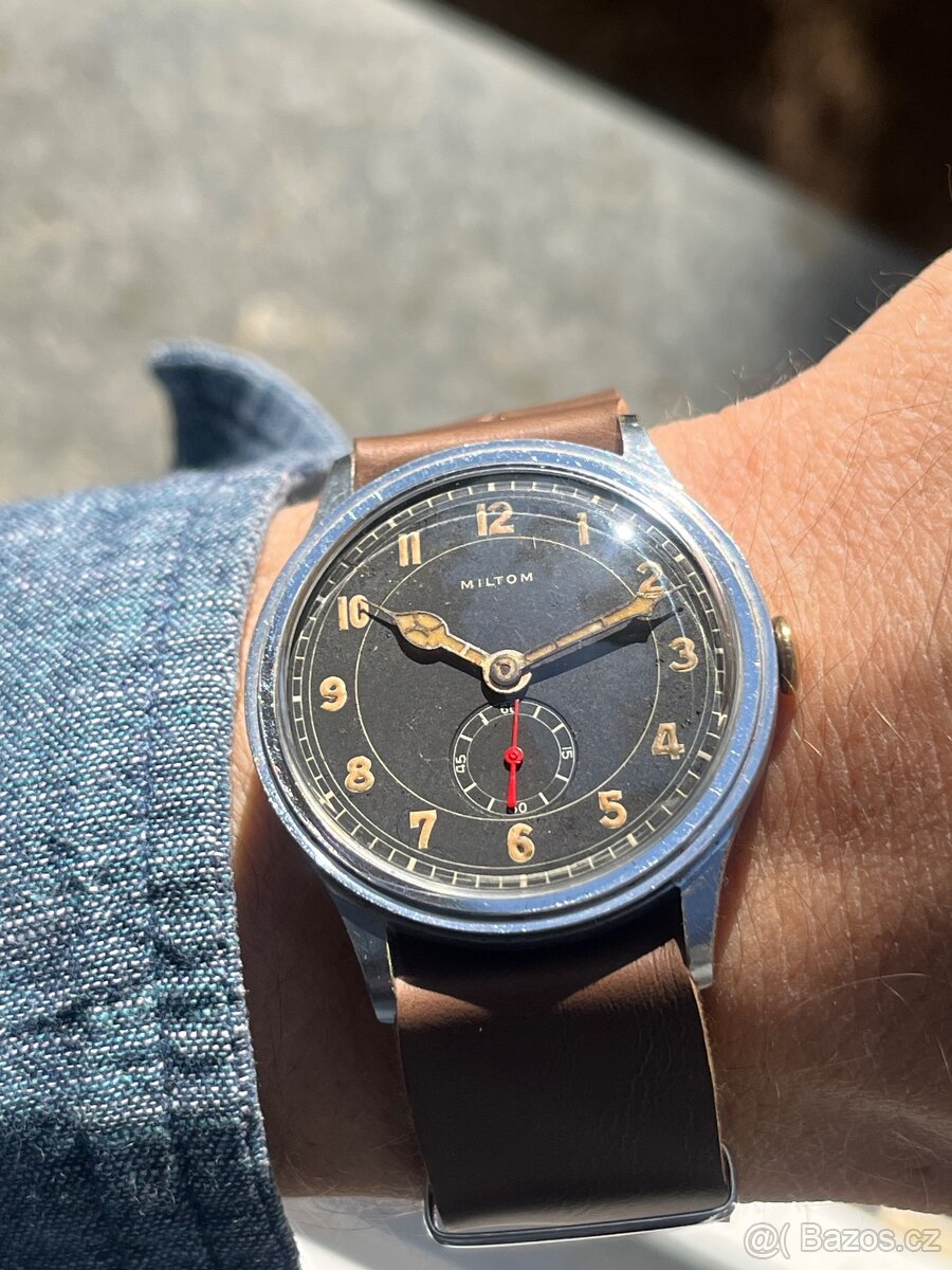 Velke Hodinky Miltom vojenske/ letecke cerny ciselnik - 8