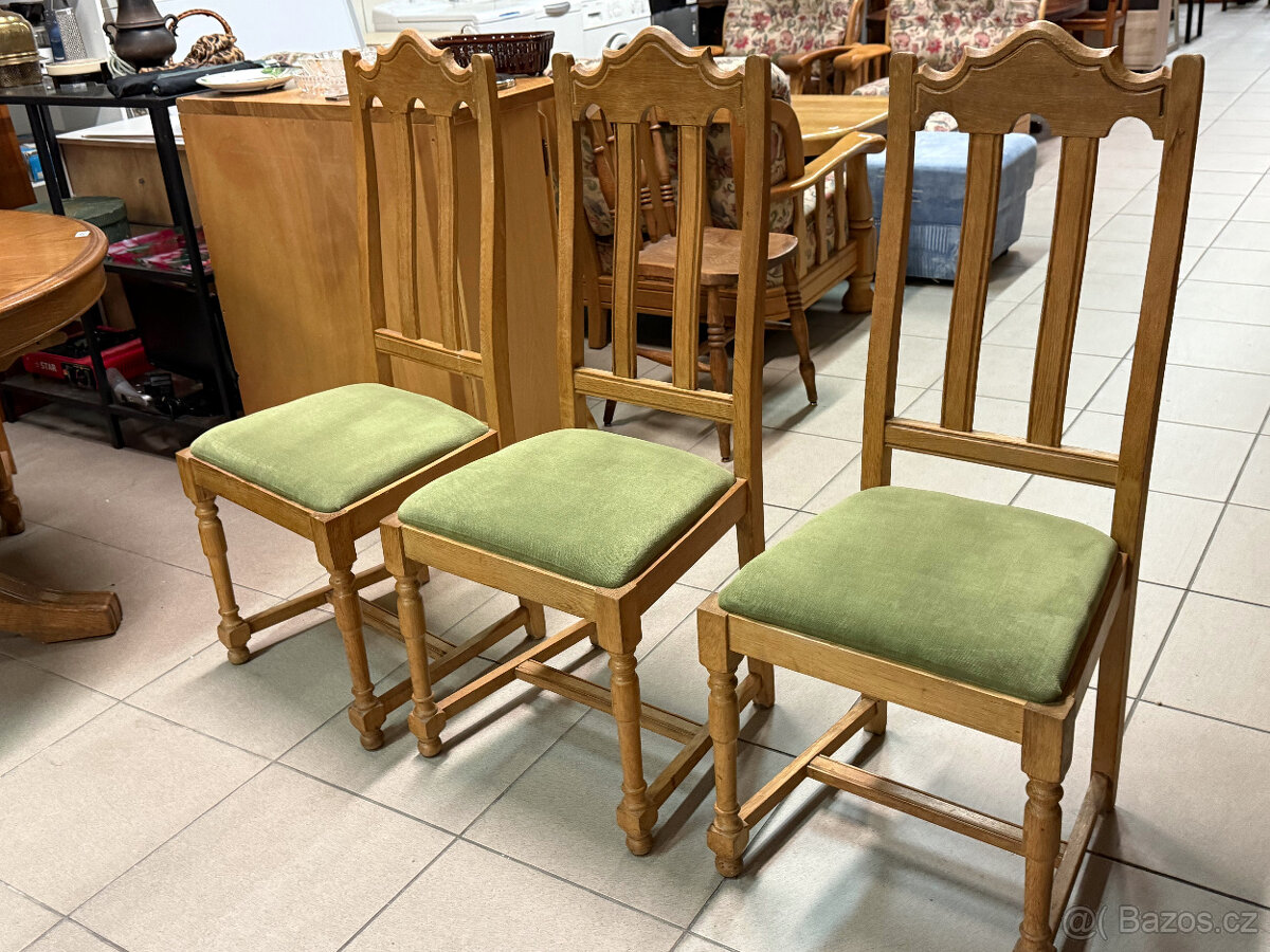 třikrát set dubový stůl se šesti židlemi - 8