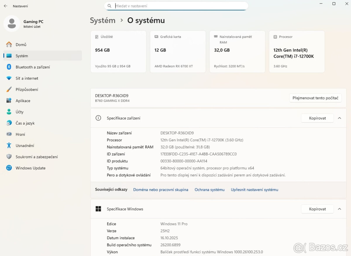 HERNÍ PC i7-12700K | 32GB RAM | RX 6700XT NITRO+ | SSD 1TB - 8
