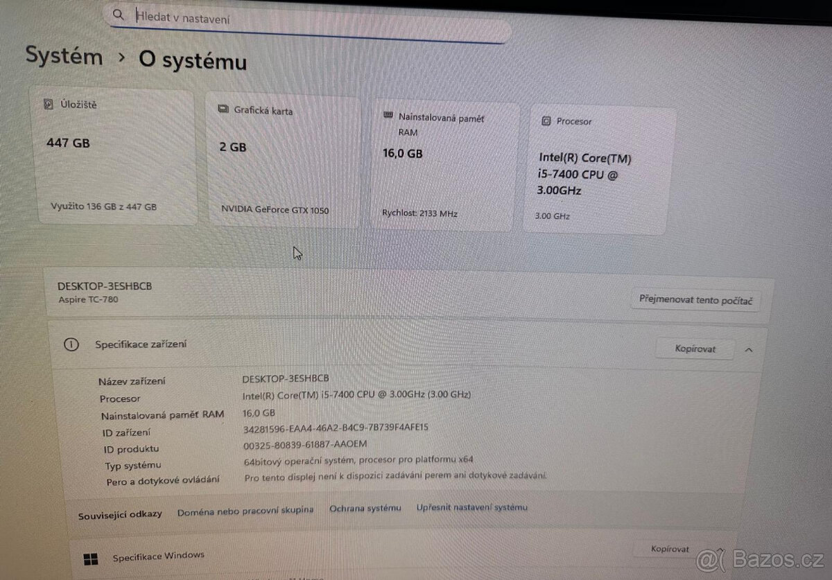Herní PC - core i5, 16 GB DDR4, Geforce GTX1050, 500GB SSD - 8