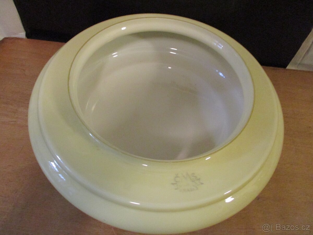 Stolní lampa art deco, mosaz, funkční, žluté sklo - 8