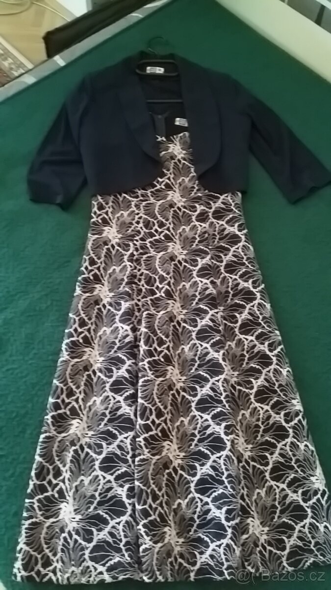 Klasické společenské šaty s krajkou + bolerko vel. 36-38 - 8