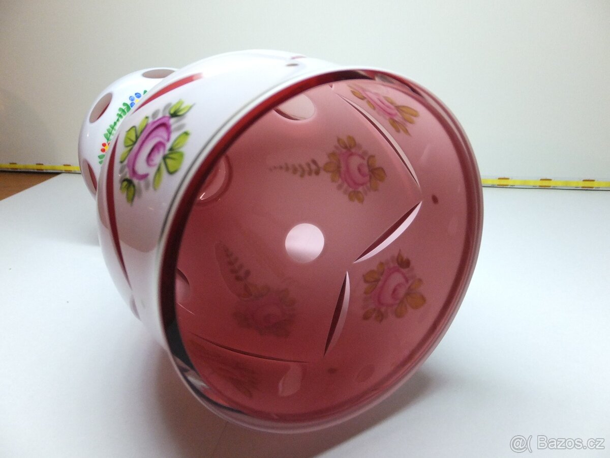 Přejímané sklo, krásný starožitný pohár-váza. - 8