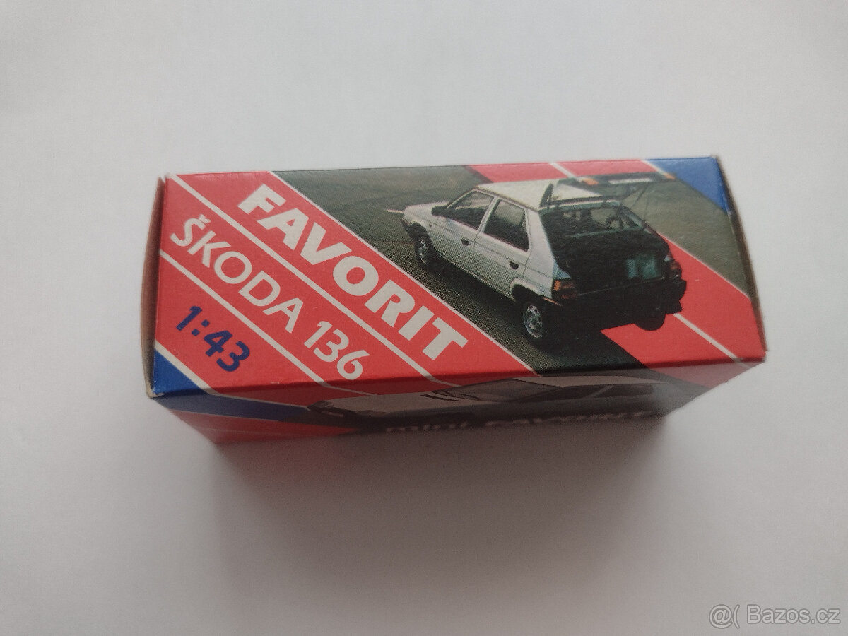 MODEL ŠKODA FAVORIT, KADEN, M 1:43, MODRÝ, KRABIČKA - 8