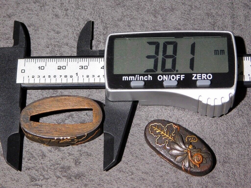 Japonská starožitný set Fuchi / Kashira pro japonský meč - 8