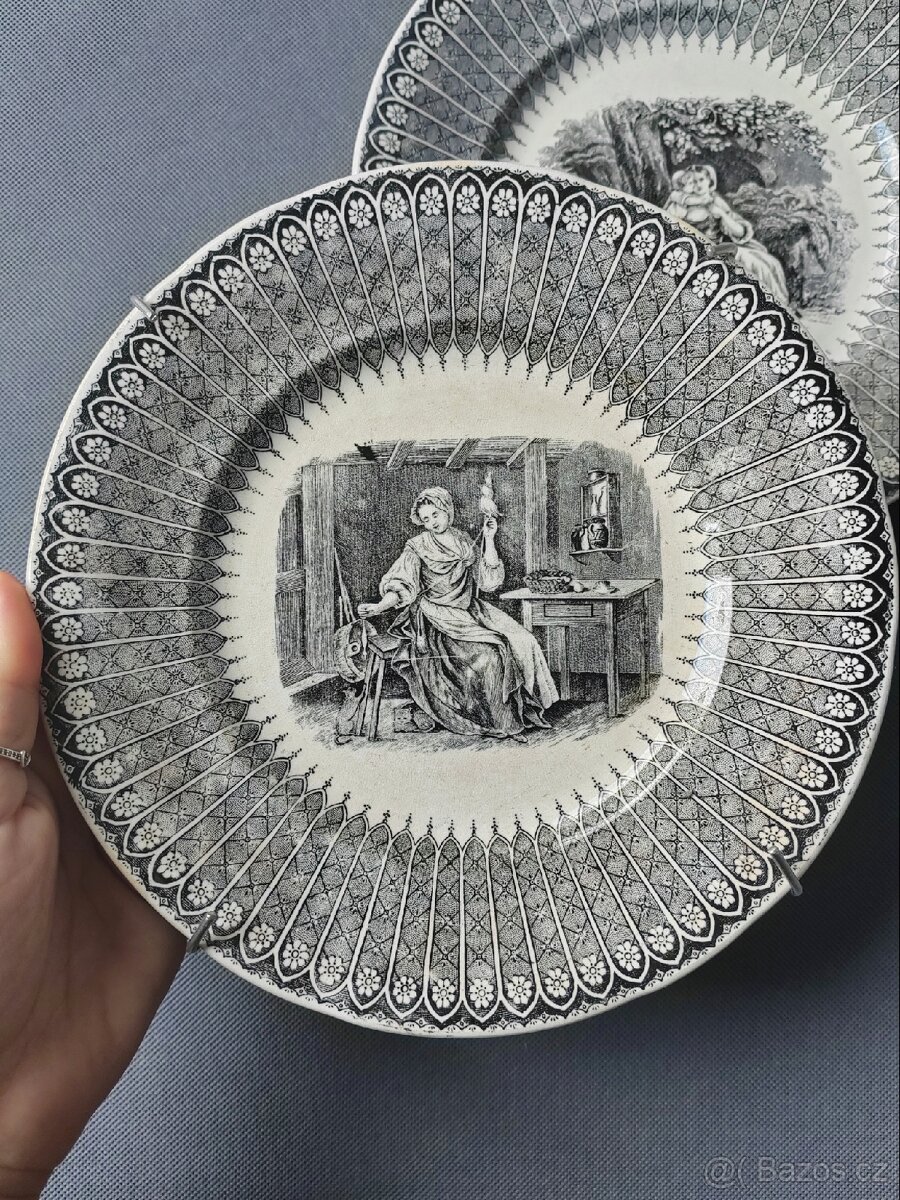 Pár úžasných keramických talířů od Villeroy&Boch (1850-1890) - 8