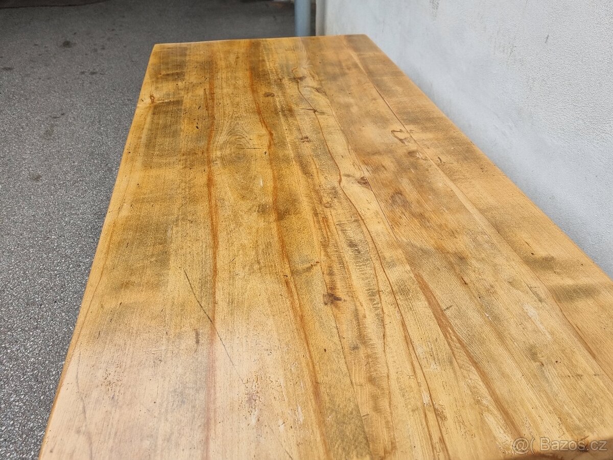 NÁDHERNÝ SOUSTRŮŽENÝ STŮL-STARÁ TVRDÁ DESKA - 8