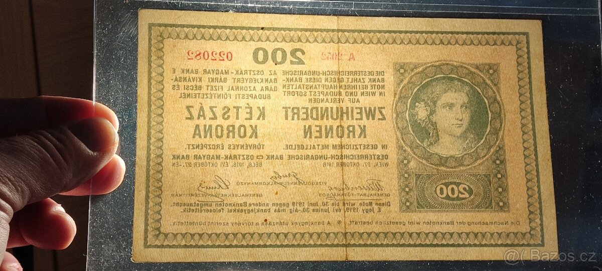200 KRONEN ROKU 1918 SÉRIE A 2052 EXTRA VZÁCNÁ BANKOVKA - 8
