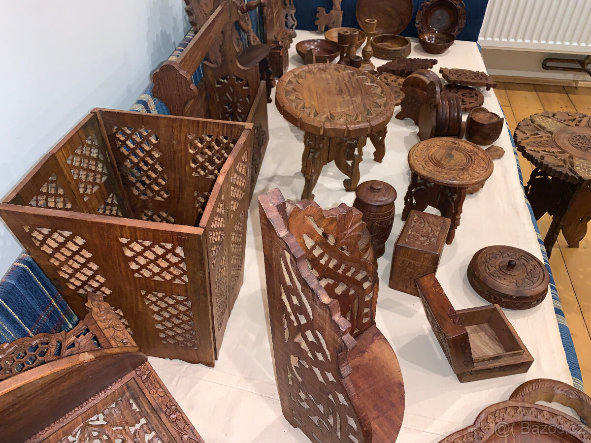 Indické dřevo dekorace 39ks_1980 - 1985 zachovalý stav - 8