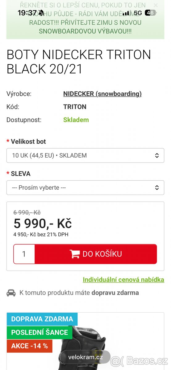 Boty na snowboard Nidecker Triton 44,5 - 8