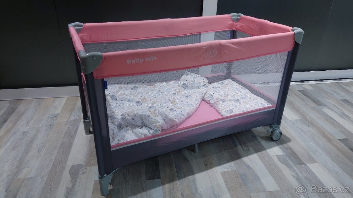 Cestovní postýlka Baby Mix + matrace + peřina/polštář - 8