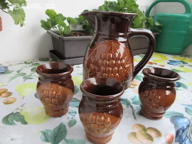 Slánka, cukřenka, džbán, lázeňské pítko - keramika. - 8