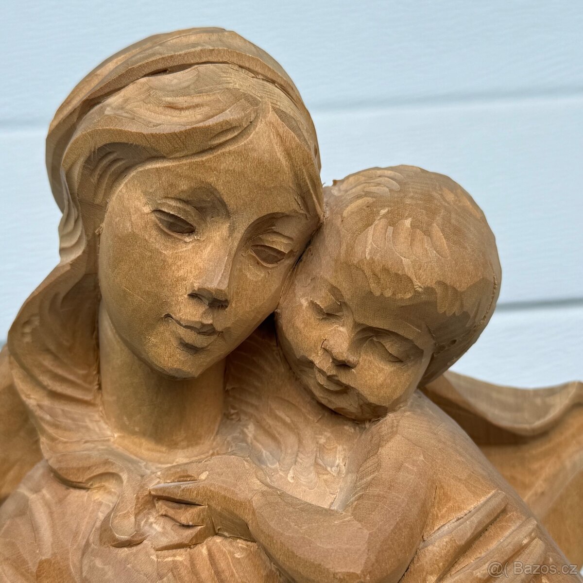 Dřevěná socha Panna Marie s Ježíškem ruční řezba - 8