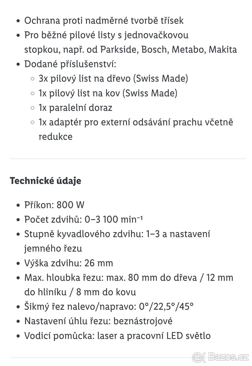 Elektrická přímočará pila Parkside 800W - 8