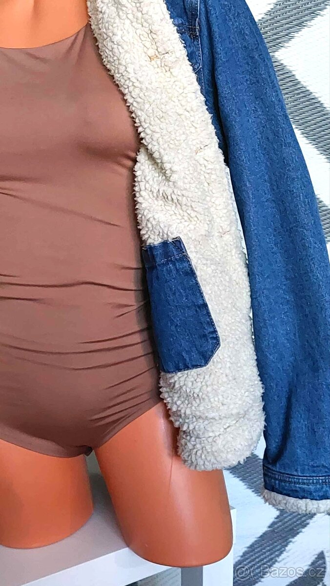 DÁMSKÁ RIFLOVÁ BUNDA - DŽÍSKA PODŠITÁ KOŽÍŠKEM-vel. M - 8