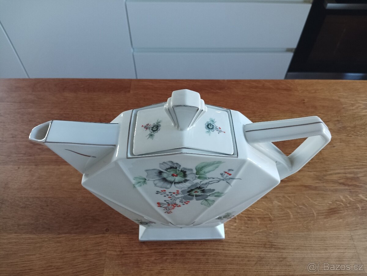 PORCELÁNOVÁ KONVICE VICTORIA - ČESKÉ ART DECO -VÝVOZ FRANCIE - 8