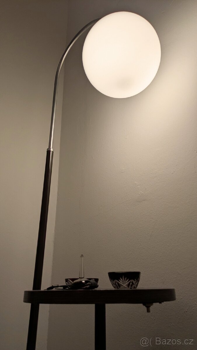 Funkcionalismus - starožitná chrom lampa + sklo Egermann - 8