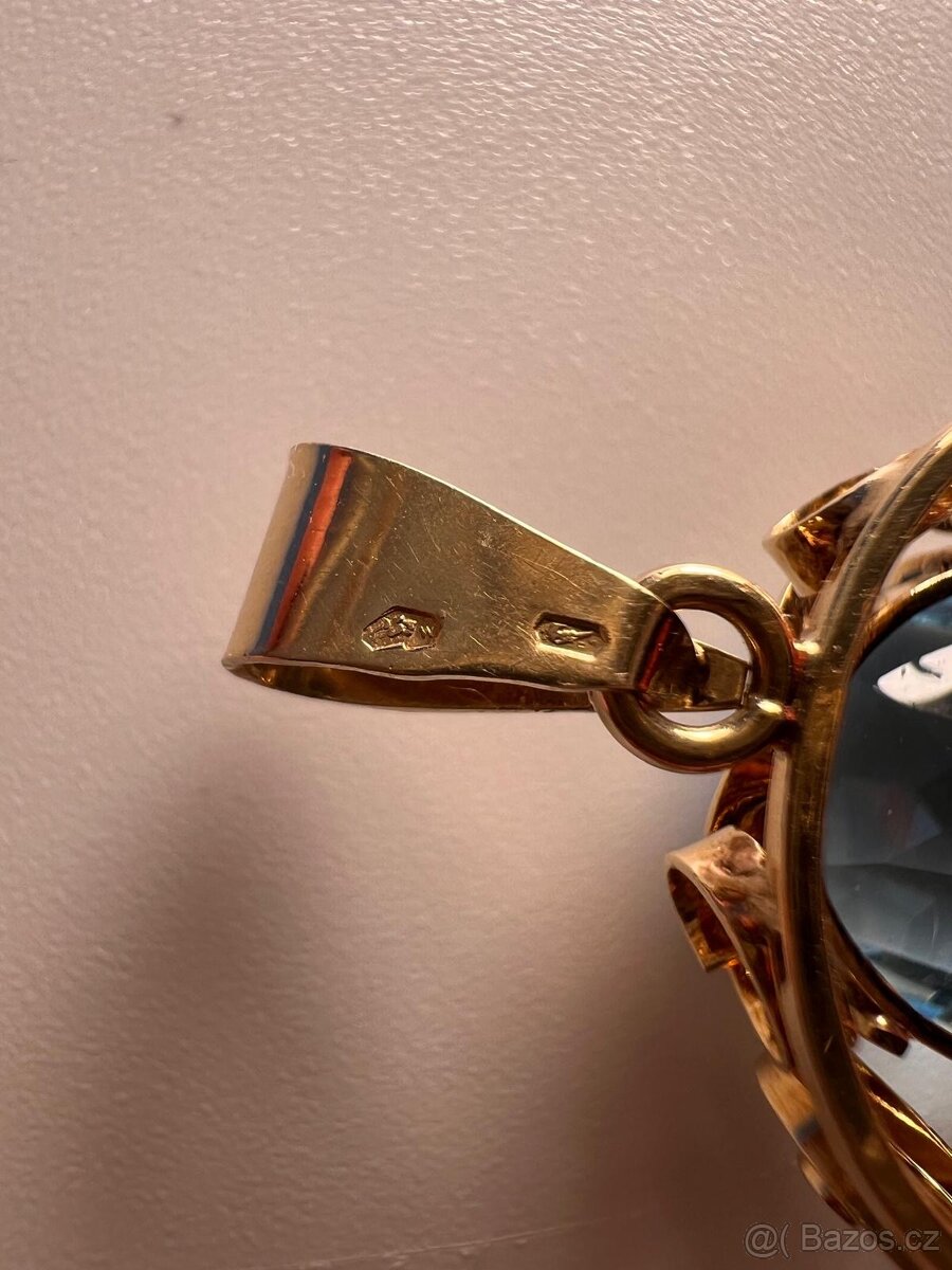 💎Krásný zlatý přívěsek s akvamarínem 585 – 4,44 g - 8