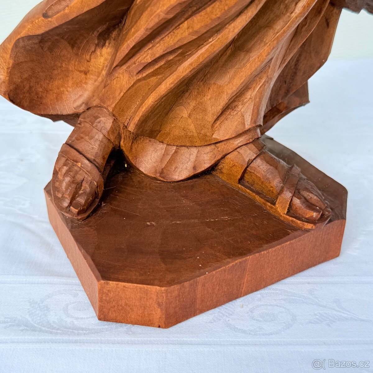 Velká dřevěná socha Panna Marie s Ježíškem řezba - 8