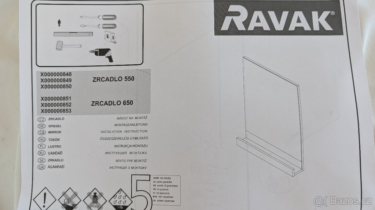 Zrcadlo koupelnové Ravak 65 - 8