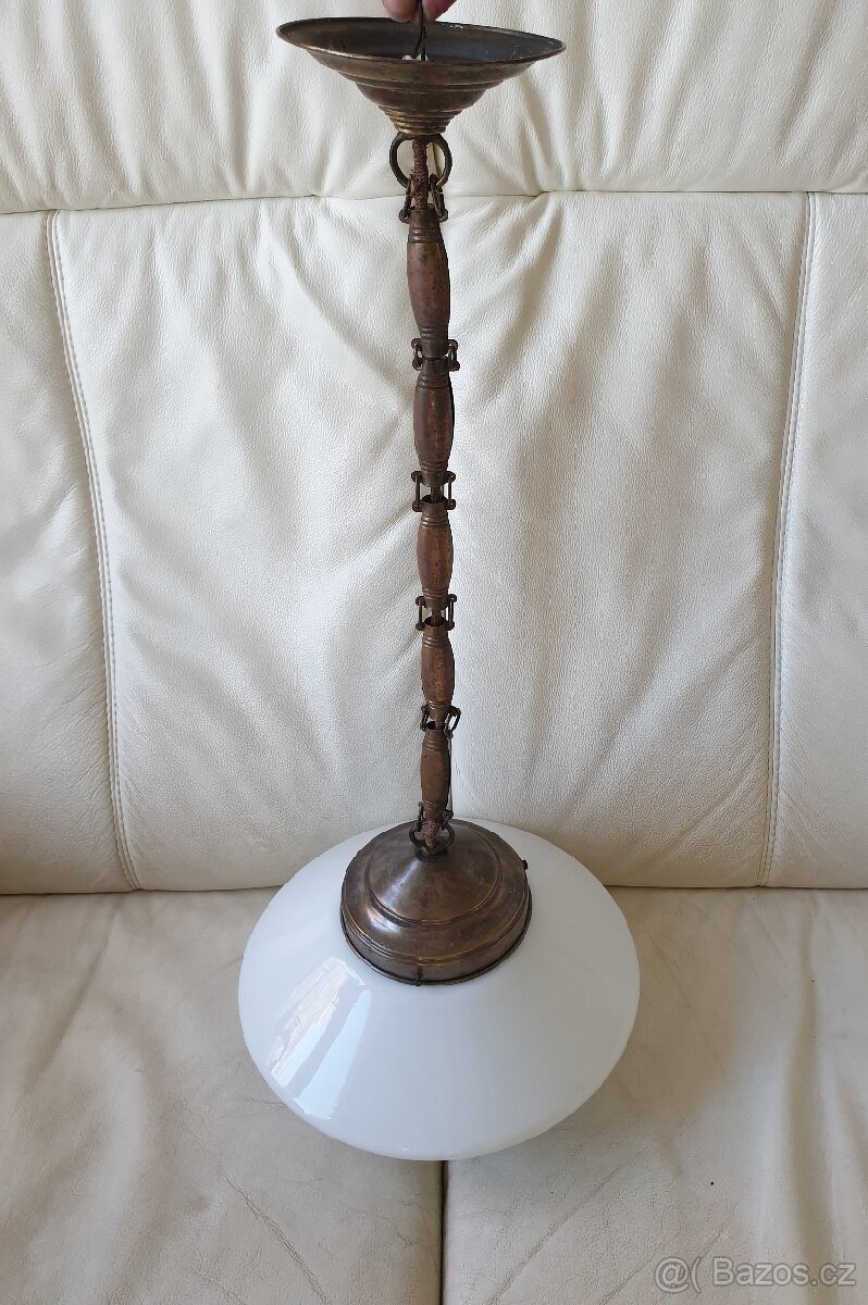 Starožitný lustr art deco řetěz stupňovitý širm - 8