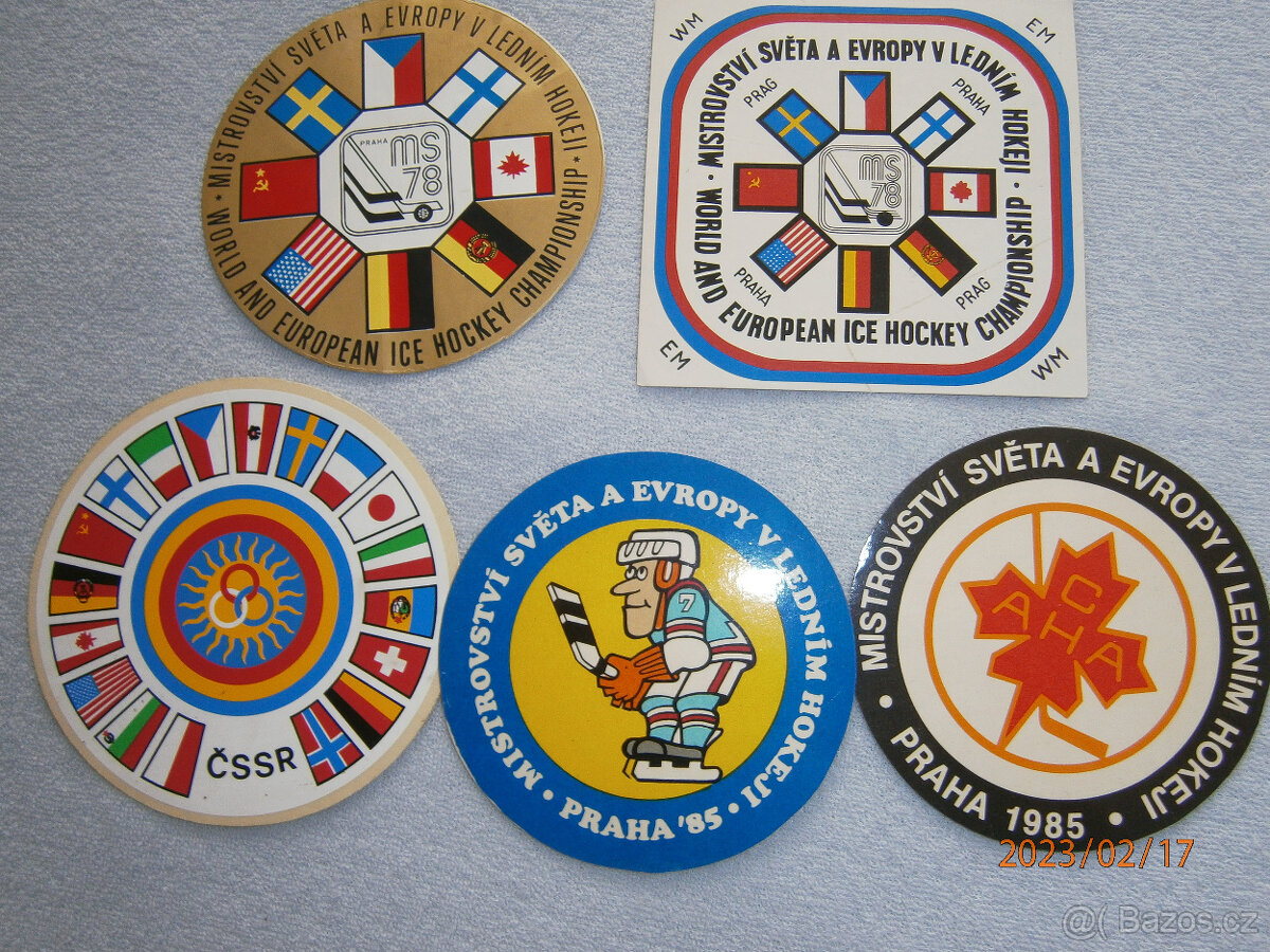 retro hokejová helma,přilba,samolepky MS v hokeji - 8