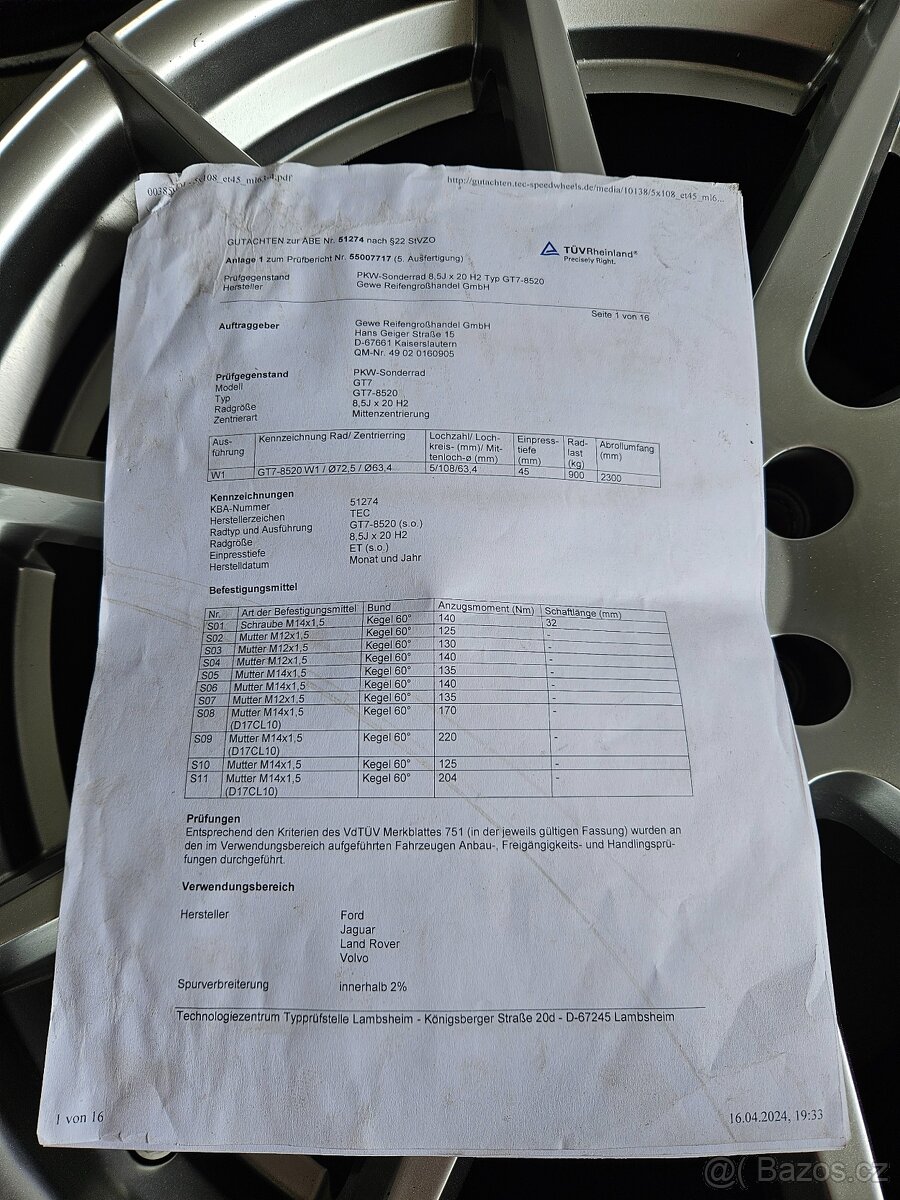 Alu kola Tec SpeedWheels 5x108 20" - 8