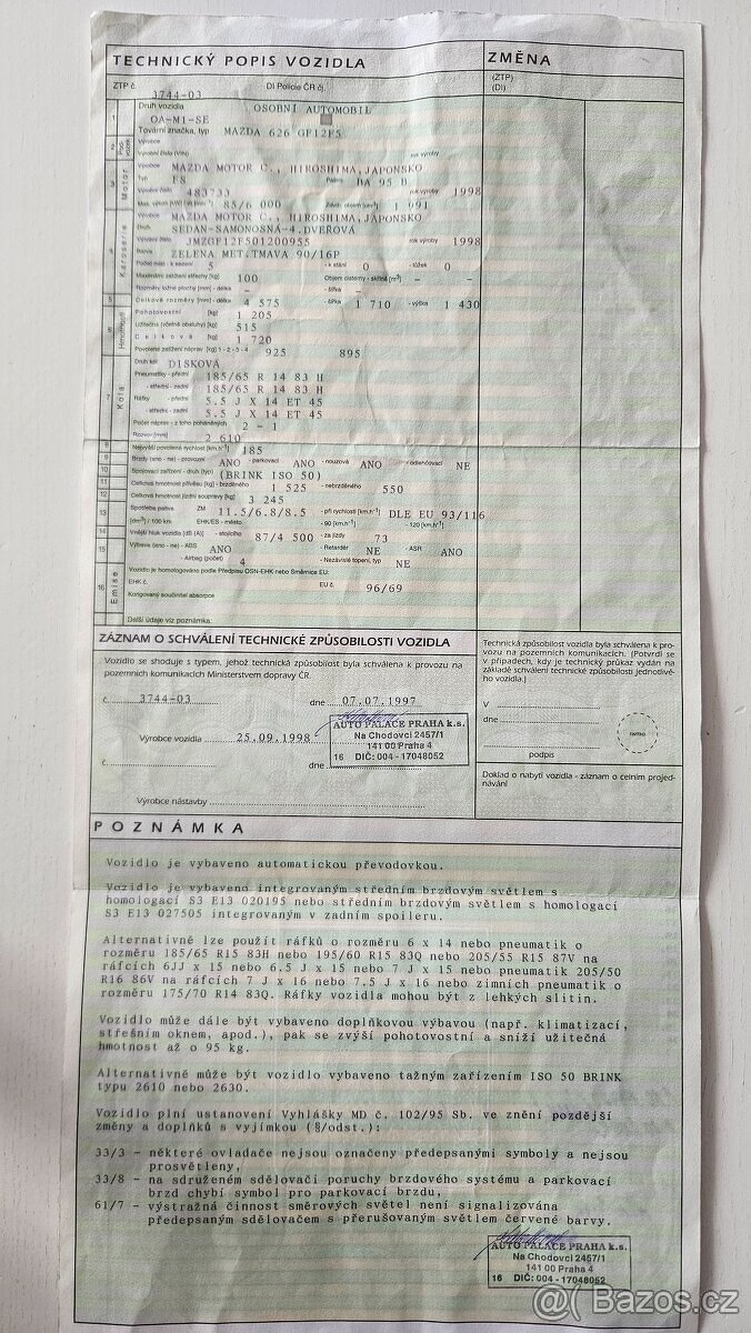 Mazda 626 2.0i automat 1998 nová v ČR - BLACK FRIDAY - 8