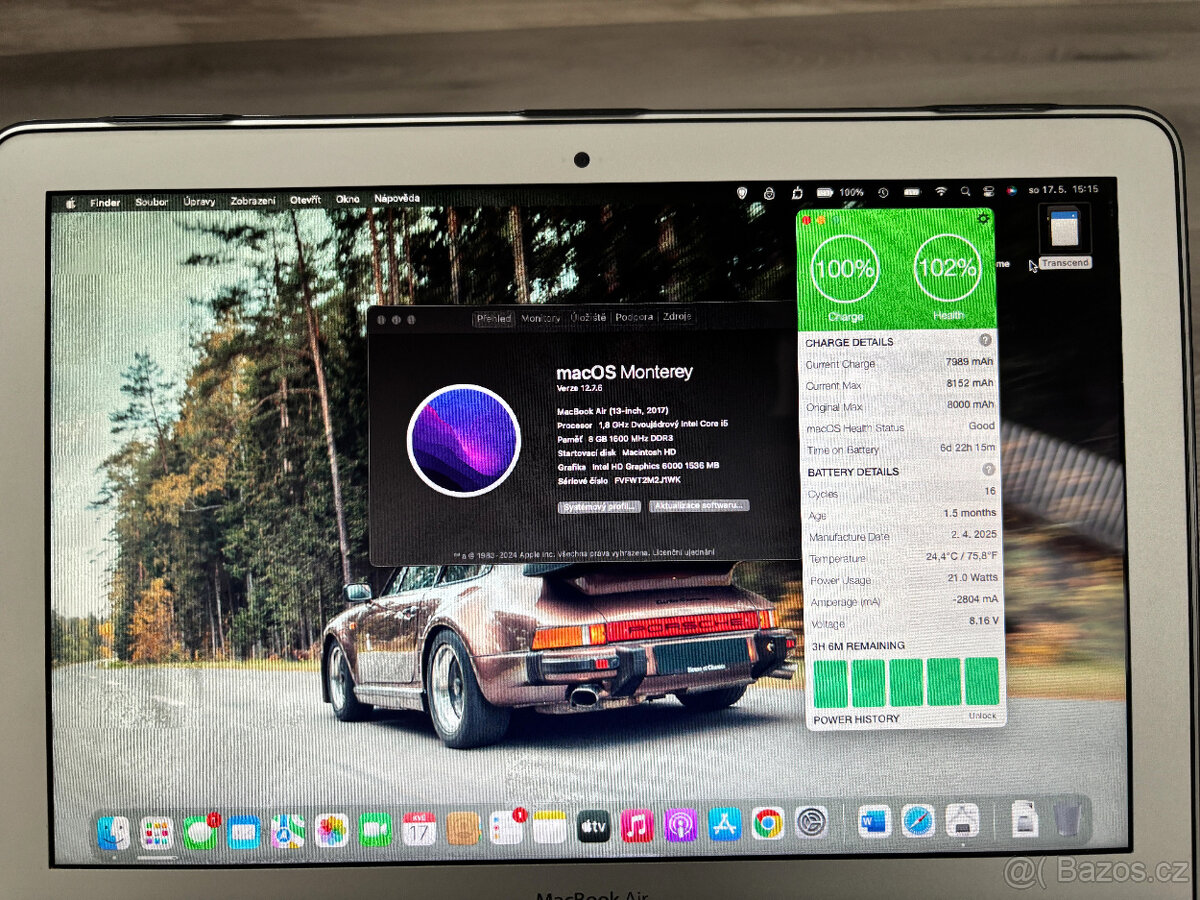 MacBook Air 13” 2017, TOP STAV, 8Gb RAM, 128Gb SSD + 256SD - 8