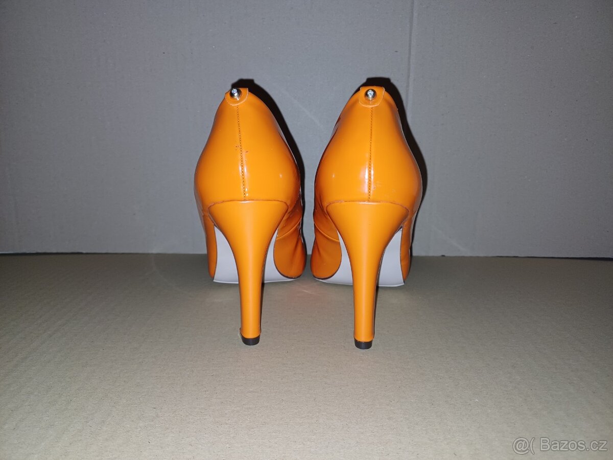 Oranžové lakované lodičky vel.37 - 8