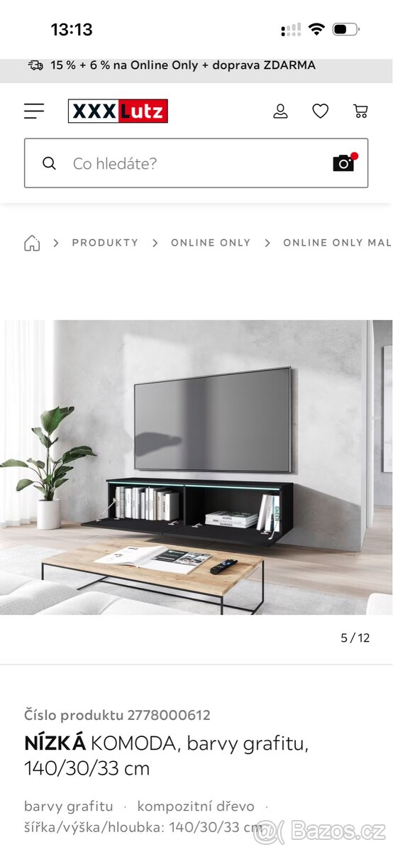 Černý TV stolek s LED podsvícením - 8