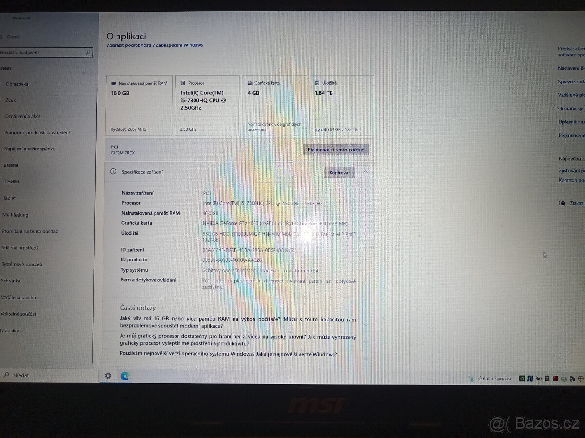 Herní notebook MSI - 8