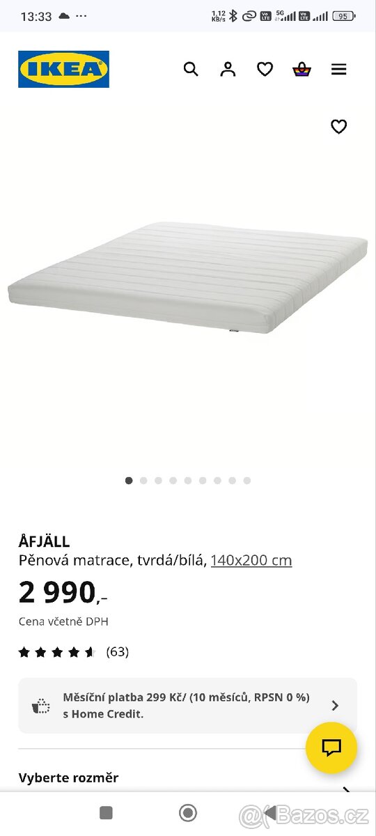 DOVOZ MOŽNÝ Čalouněný rám postele ikea 140x200 - 8