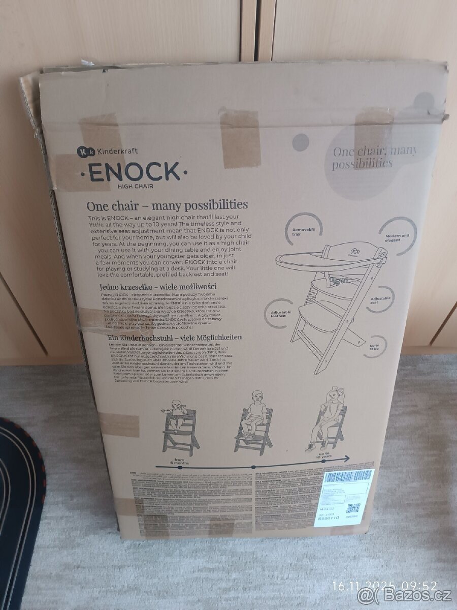 Dětská jídelní židlička Kinderkraft enock wooden buk - 8