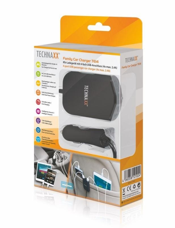 Technaxx Rodinná nabíječka do auta 4x USB (4x max. 2,4A), (T - 8