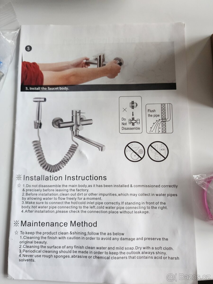 Nástěnná kuchyňská baterie SUS304 se sprškou - 8