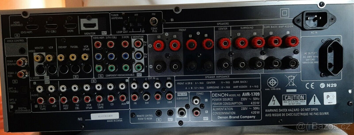 Denon AVR-1709 7.1x115W AV receiver HDMI, náv, kal.mic - 8