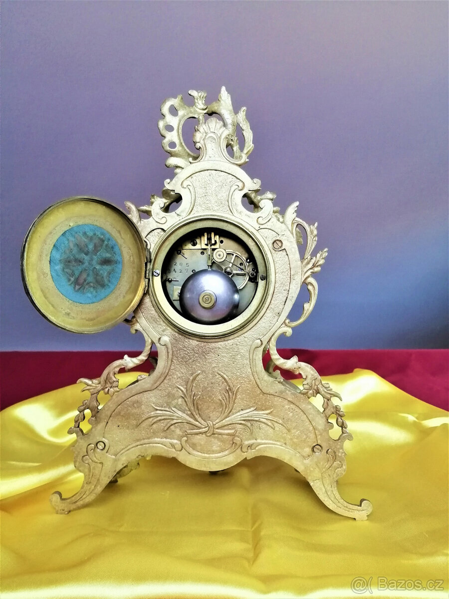 Starožitné krbové hodiny Japy Freres, Francie, 1878 - 8