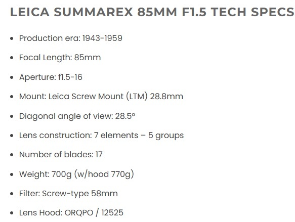 Servisovaný portrétní Leica Germany Summarex 85/1.5 LTM39 - 8