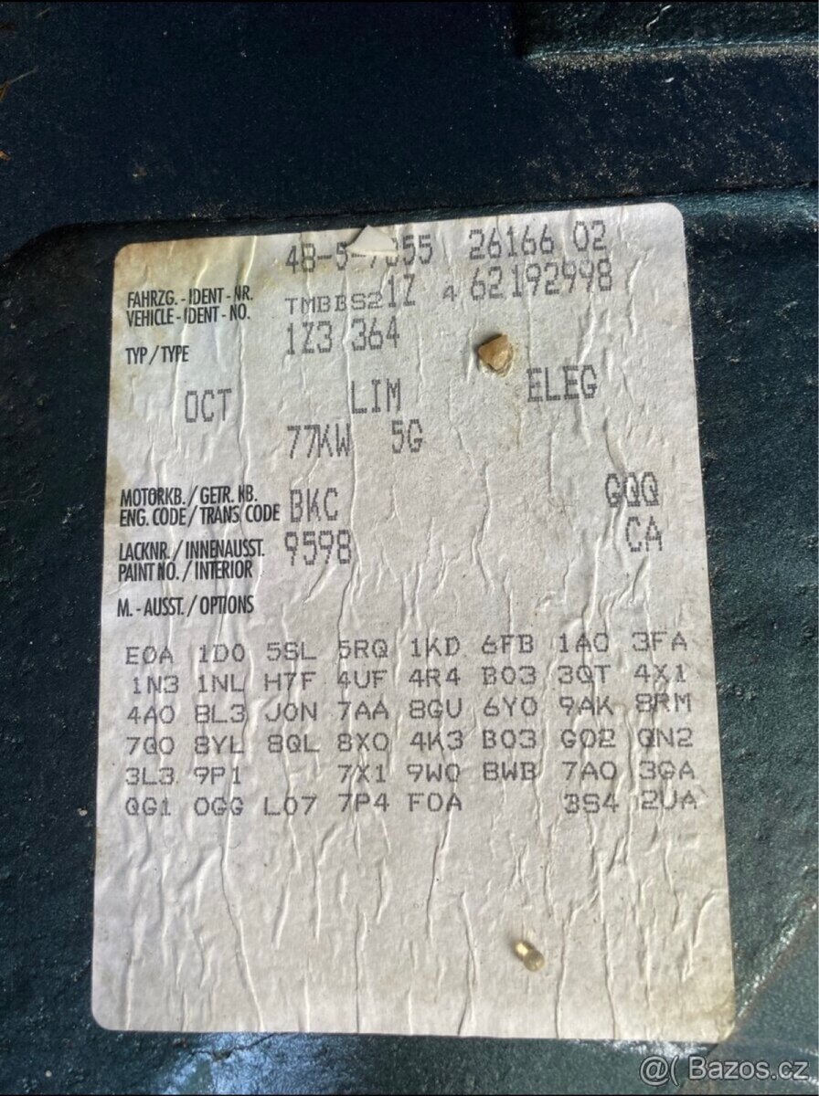 Škoda Octavia 2, 1.9tdi, sedan, 77kw, 2005 rok, DÍLY - 8