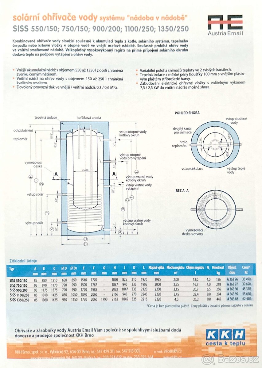 Akumulační nádrž SISS 550/150 - 8
