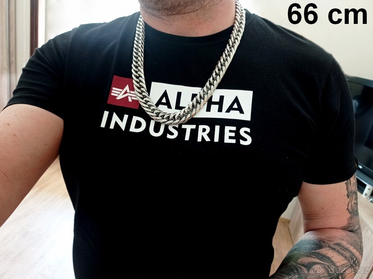 NOVÝ robustní pánský náhrdelník CUBAN Silver steel š. 16 mm - 8