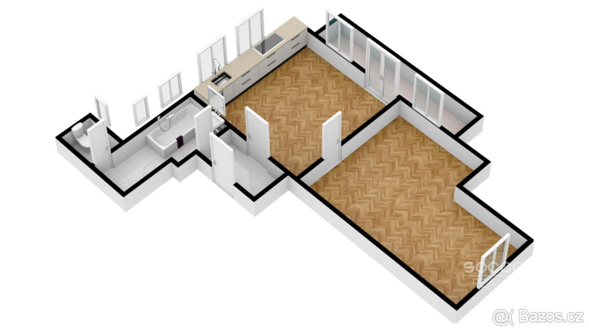 Pronájem krásného bytu 2+KK/B, 50 m2, Praha 4 - Podolí, Prav - 8