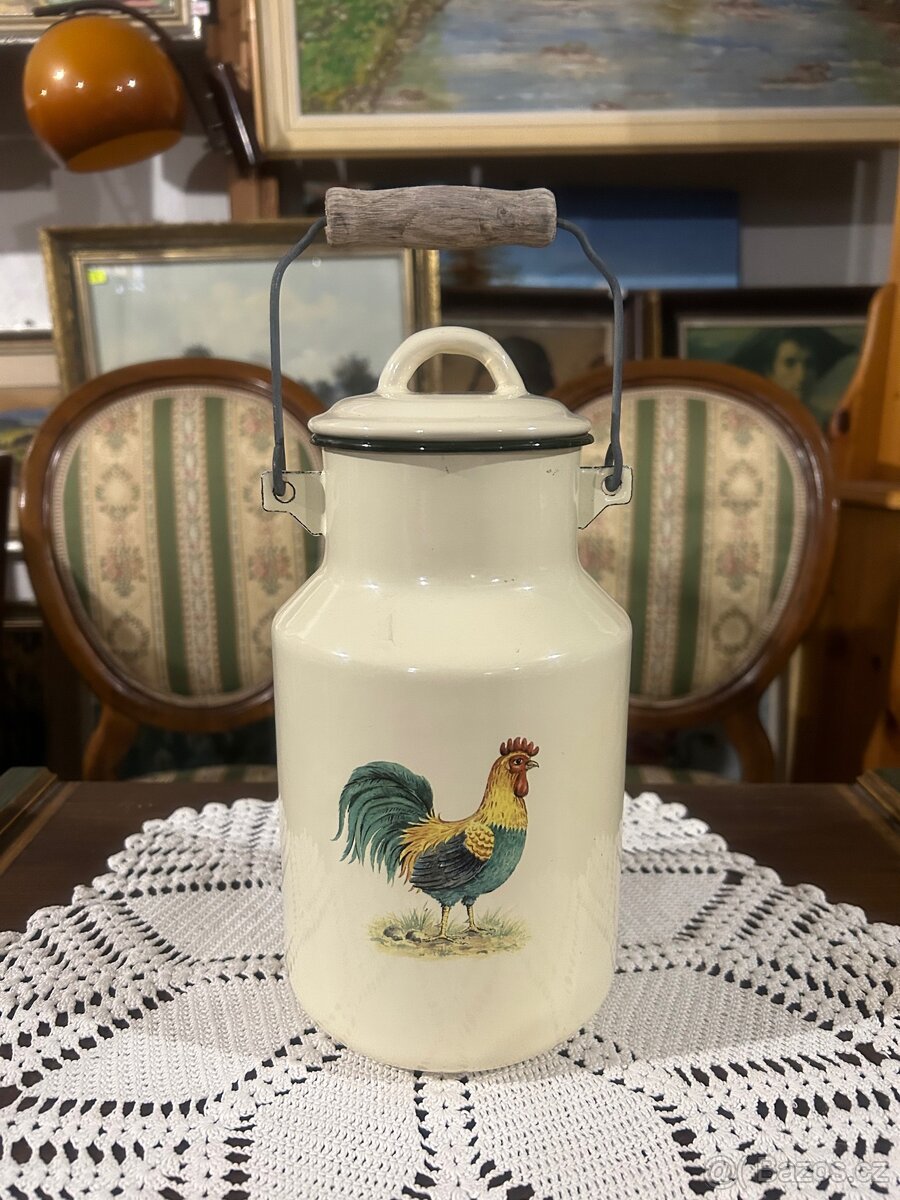 Smaltovaná konvička s kohoutkem - 8