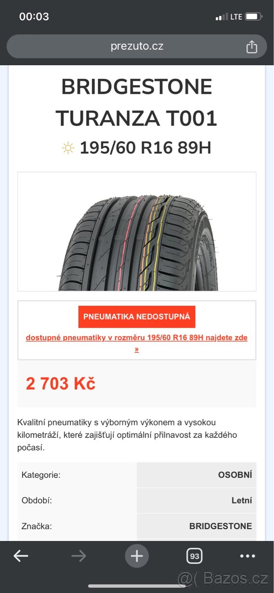 Letni pneu 195/60 r16 - 8