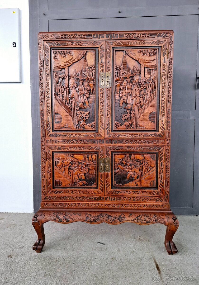 Starožitná masivní čínská komoda - 8