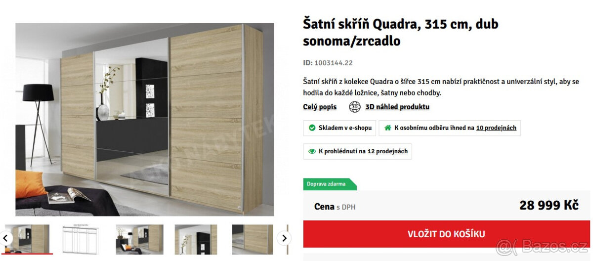 Šatní skříň Quadra, 315 cm dekor dub vyrobeno v Německu - 8